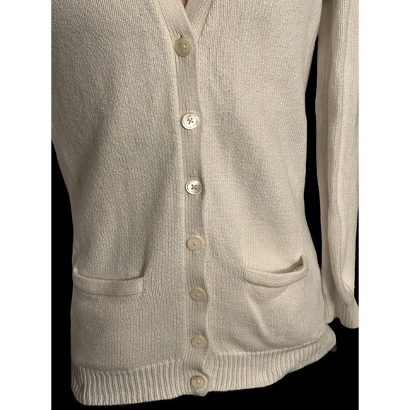 Ralph Lauren Sport Sweater Women's Size S Ivory Boyfriend Fit Long Sleeve Pocket - Picture 2 of 7